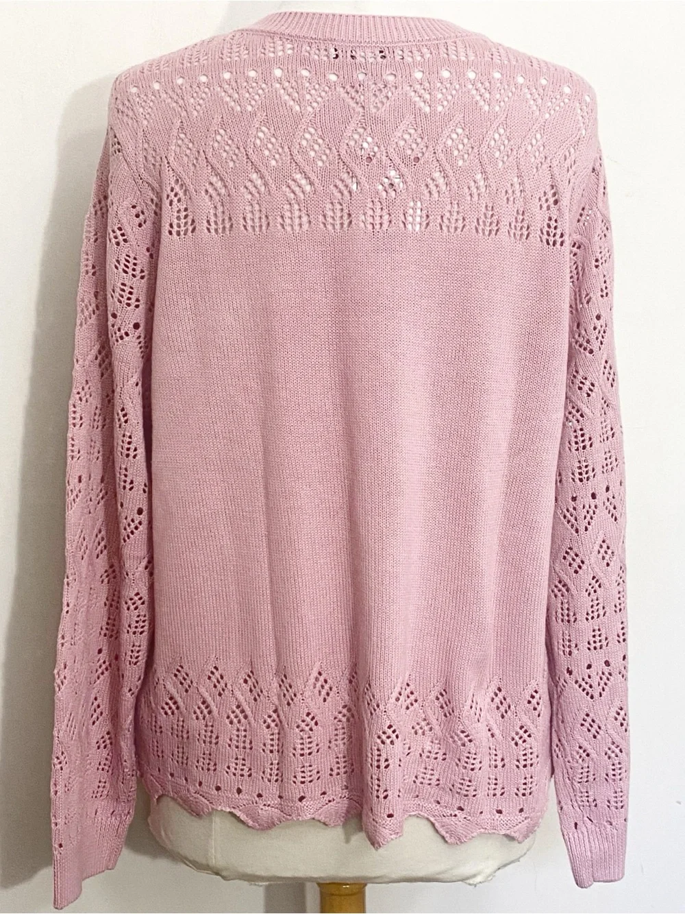 Nine West NWT Coquette Fairycore Soft Open-Knit Rose Color Sweater Top XL